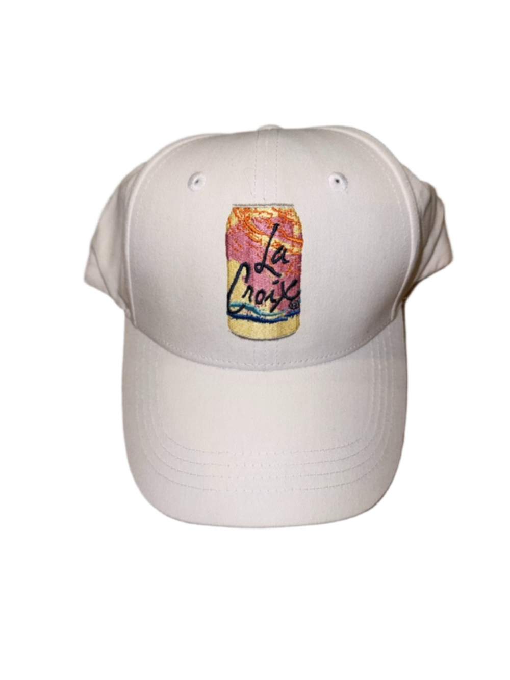 NWOT Women's La Croix White Embroidered Can Baseball Hat One Size